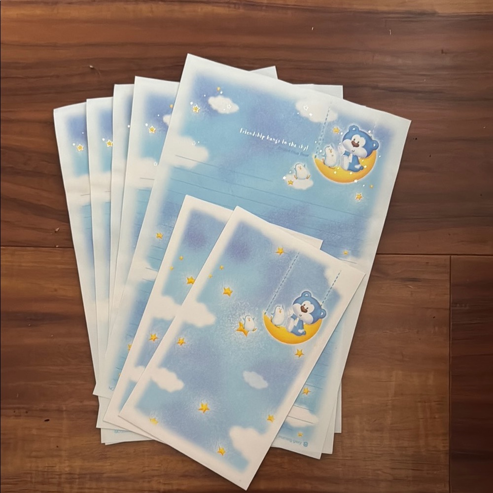 Cute Bear Stationery Set with Blue Sky Design